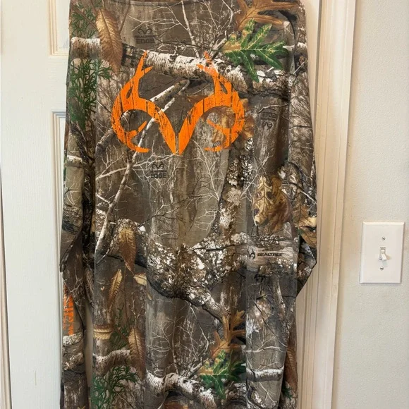 Realtree Camouflage Long Sleeve Shirt with Orange Logo - Picture 5 of 5